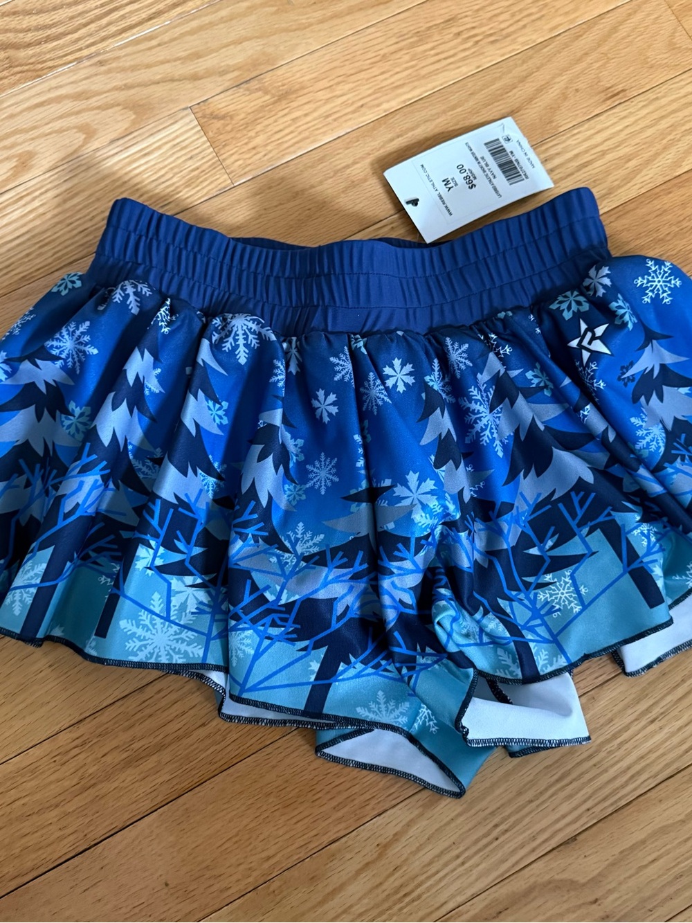 Rebel Athletic Girls YM Blue Snowflake Print Athletic Skort/Shorts